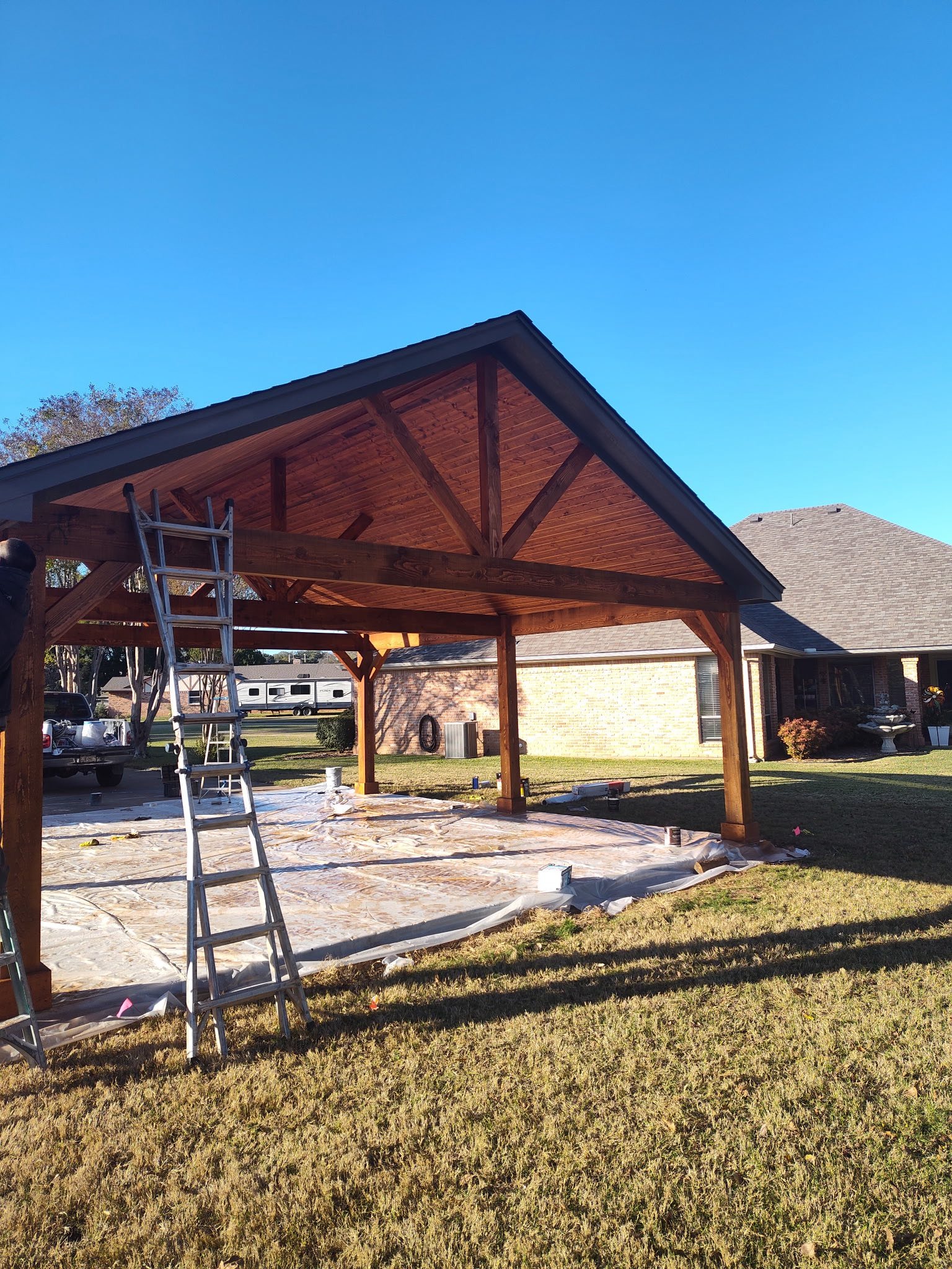 Exterior view with stained cedar