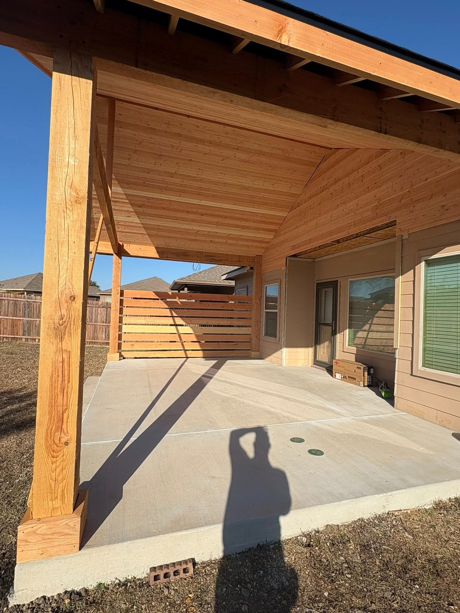 Cedar posts and ceiling in progress