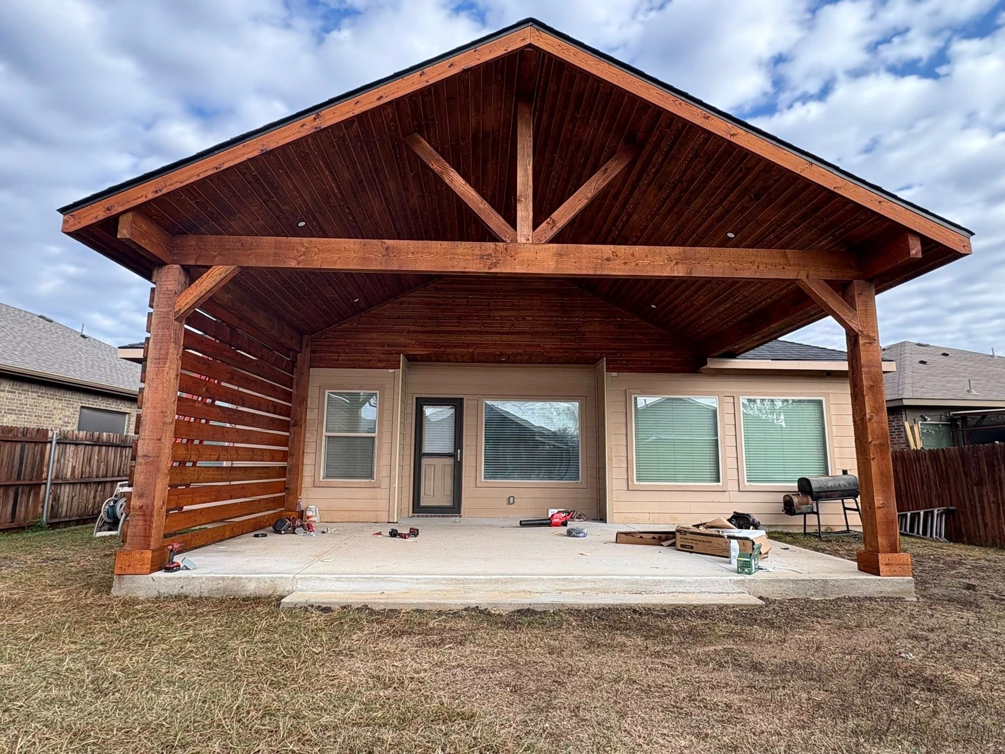 Finished — stained cedar front view