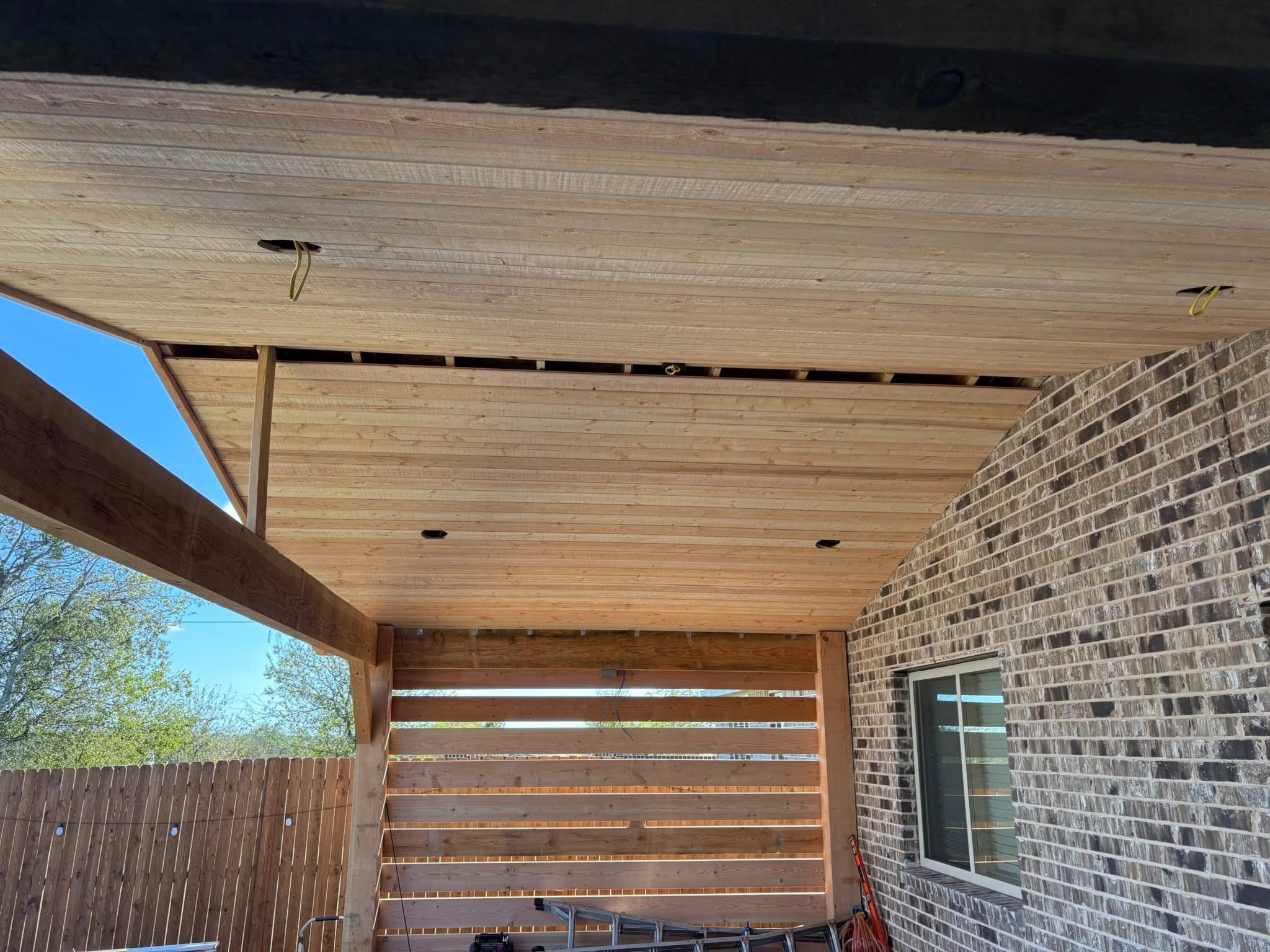Interior ceiling detail with privacy slats