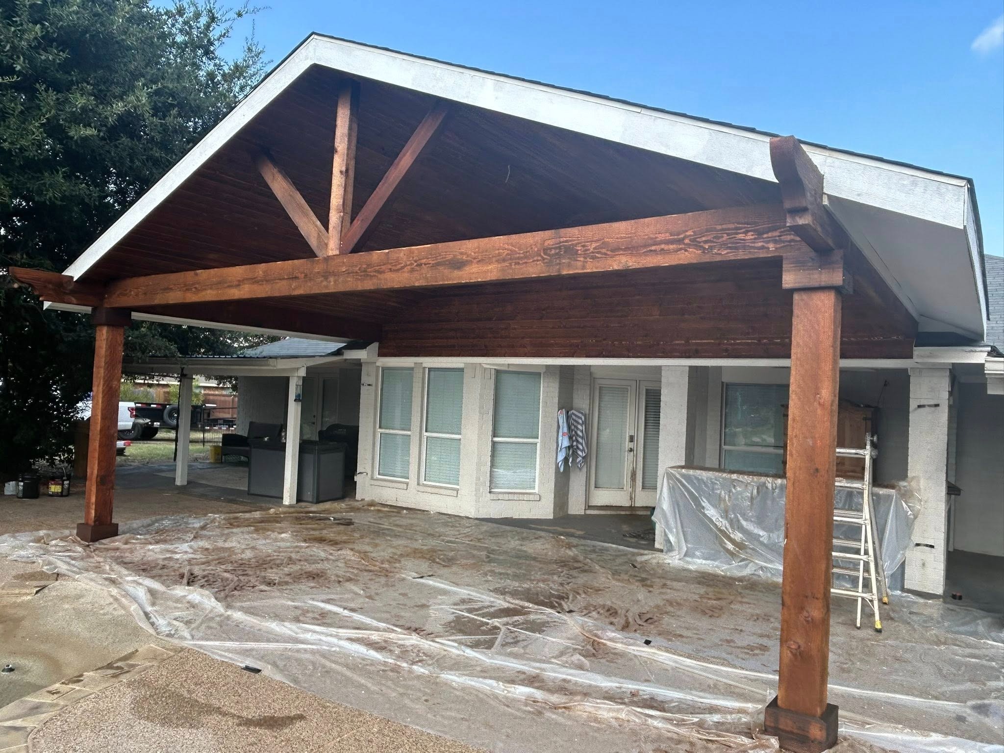 Exterior during staining process