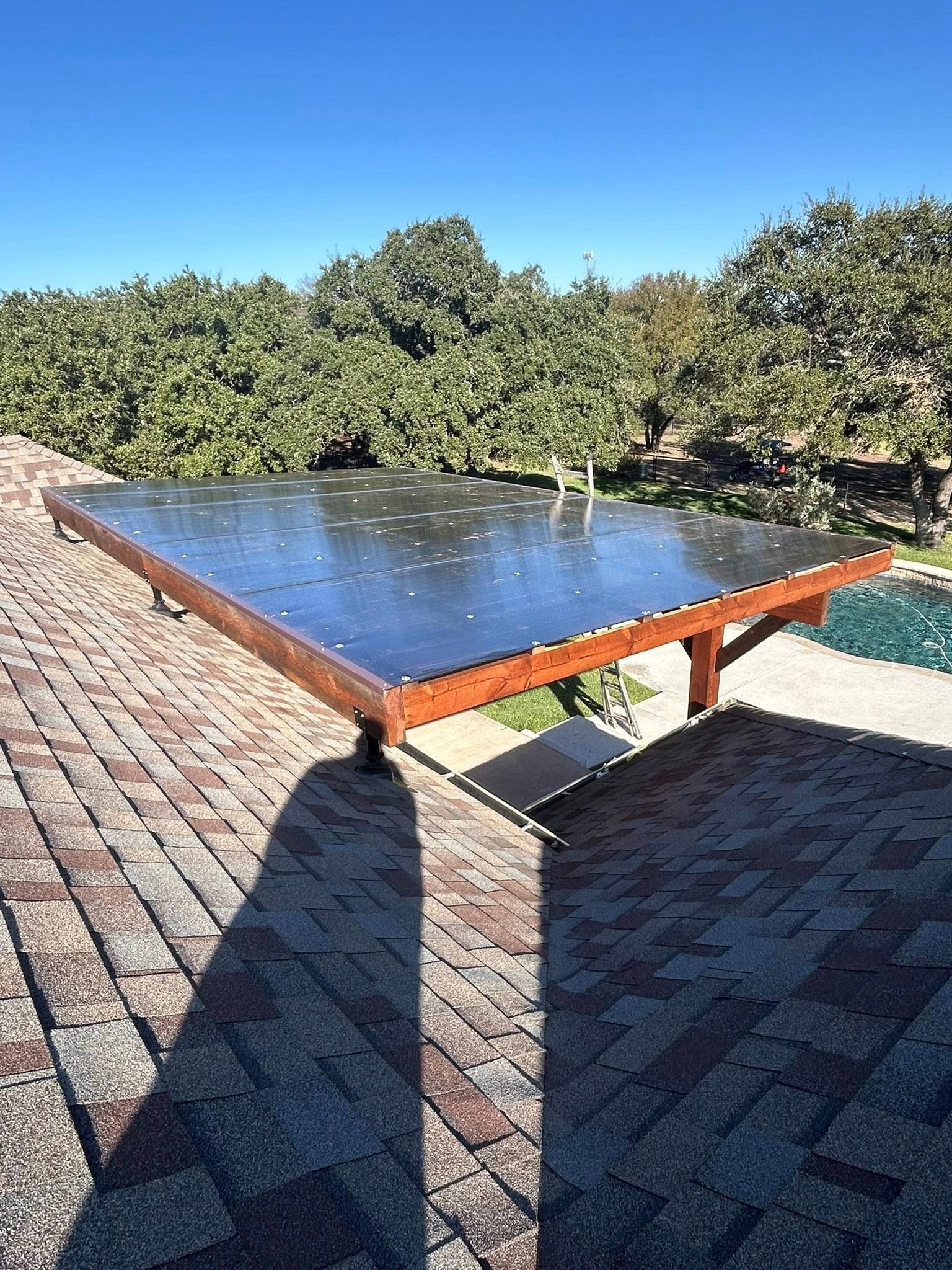 Solar panel array from rooftop — alternate angle