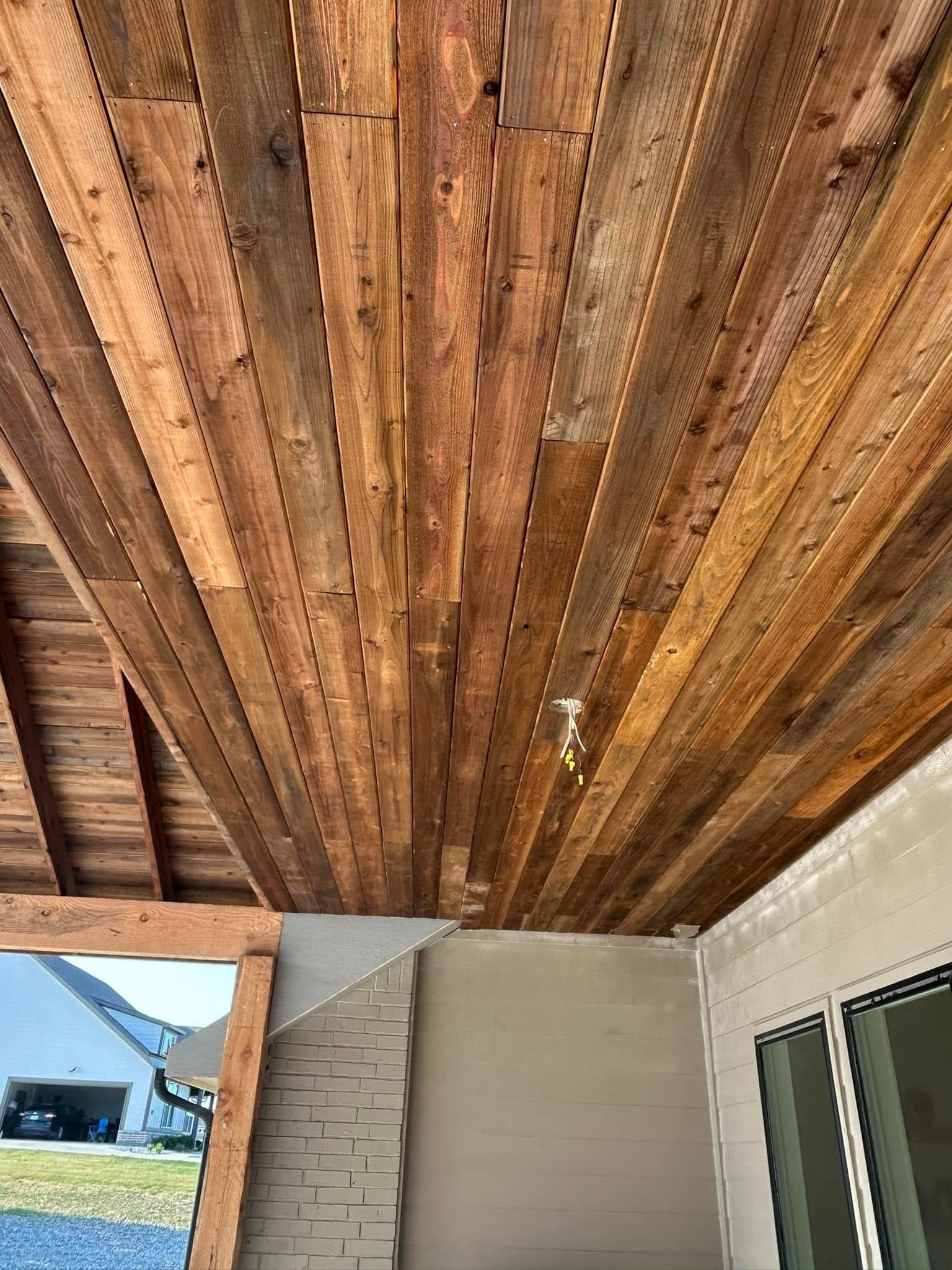 Ceiling detail — stained tongue-and-groove