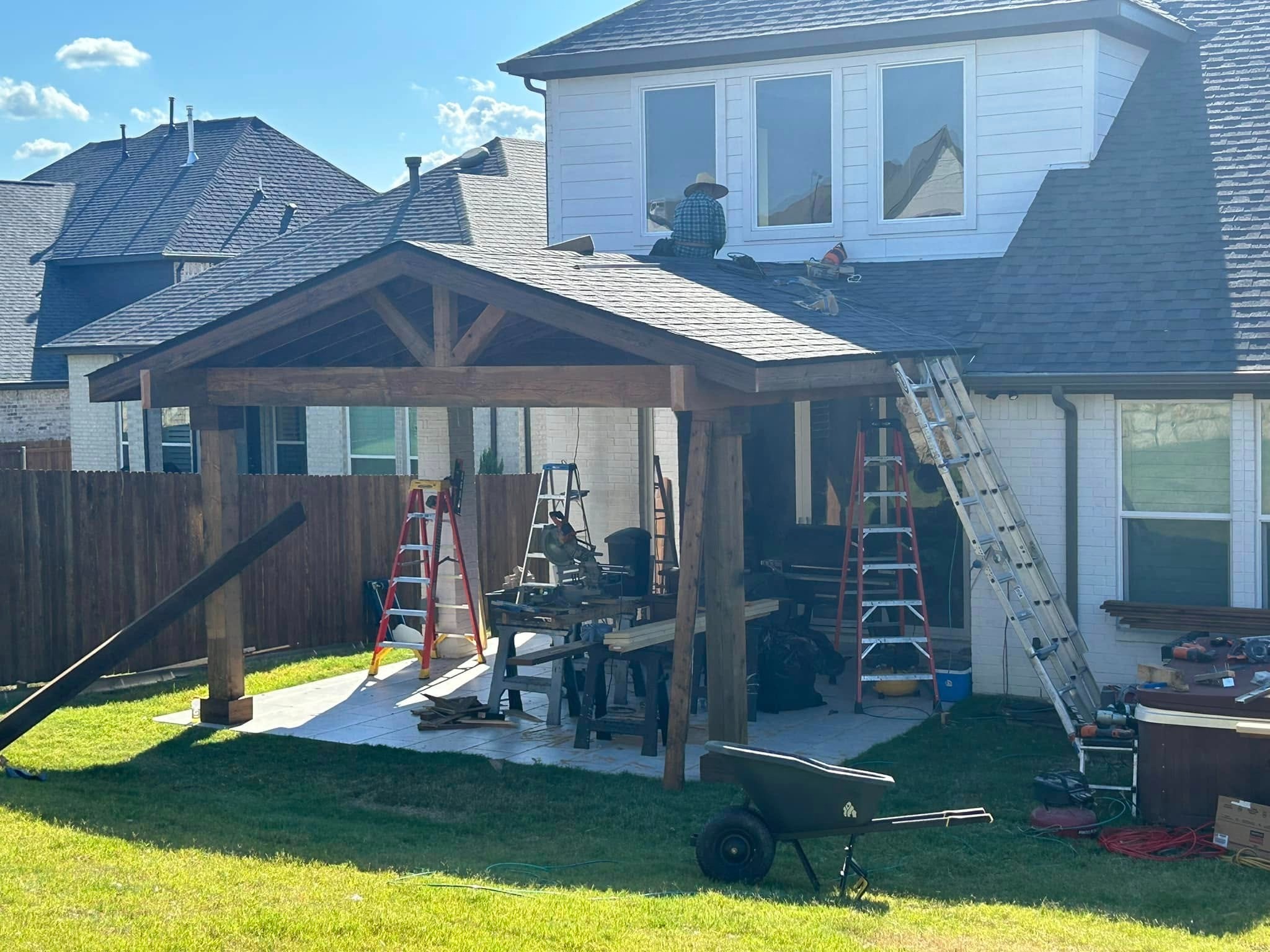 Gable cover — alternate angle from yard